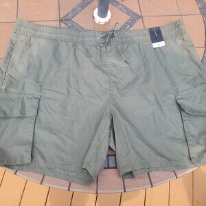 No Boundaries Utility Cargo Shorts Olive Green Pockets Tie Elastic Pullon Beach